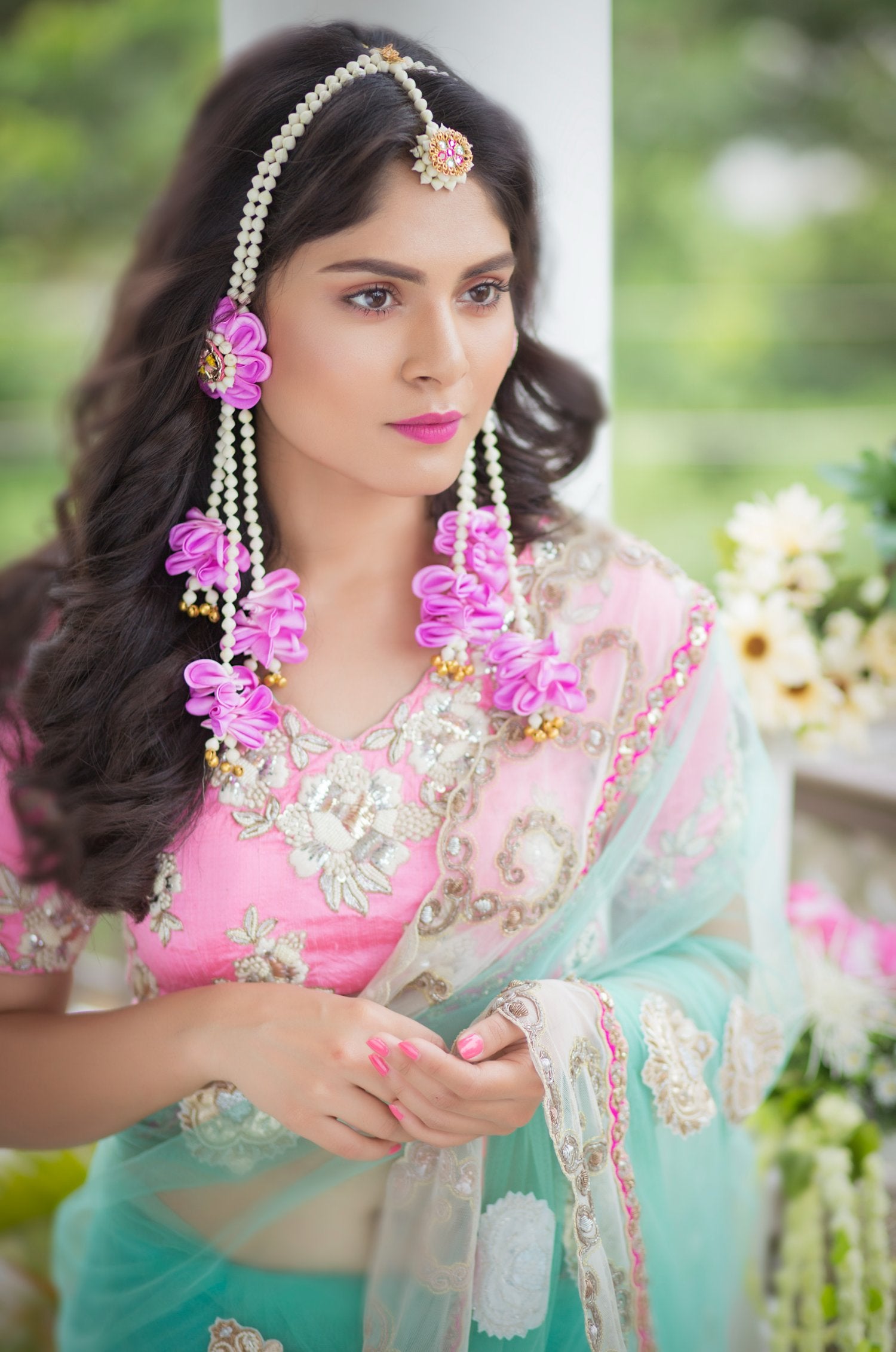 Earrings And Tikka Magenta Set