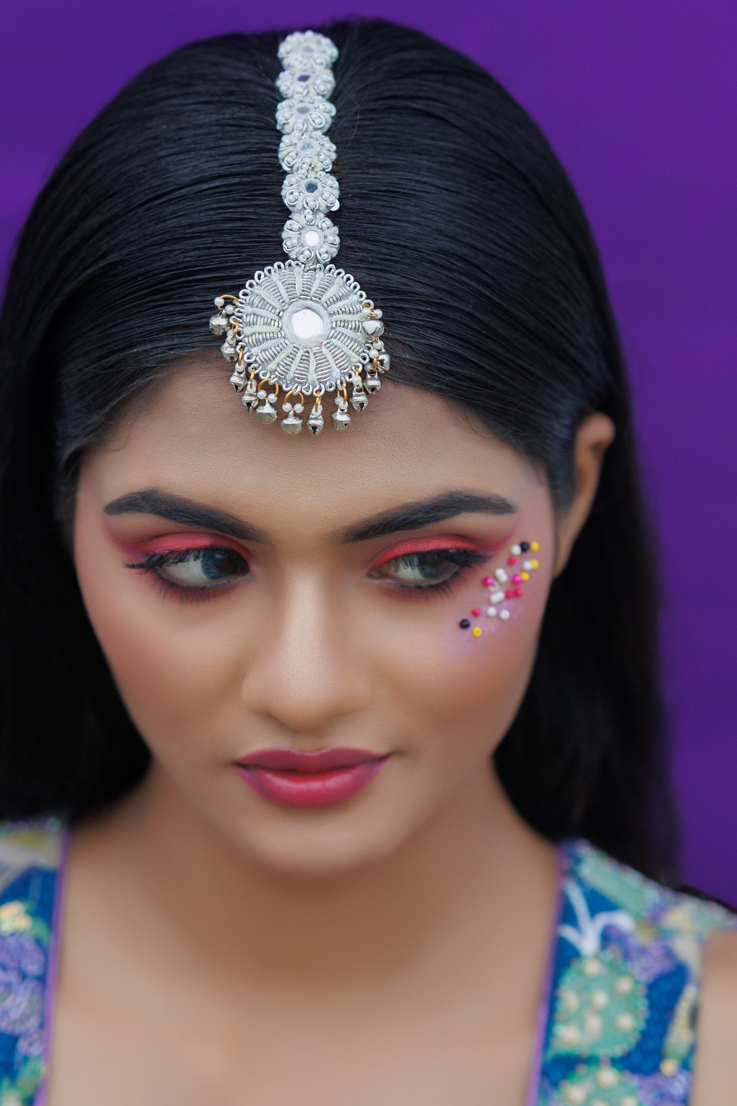 Mirror And Silver Jhumka