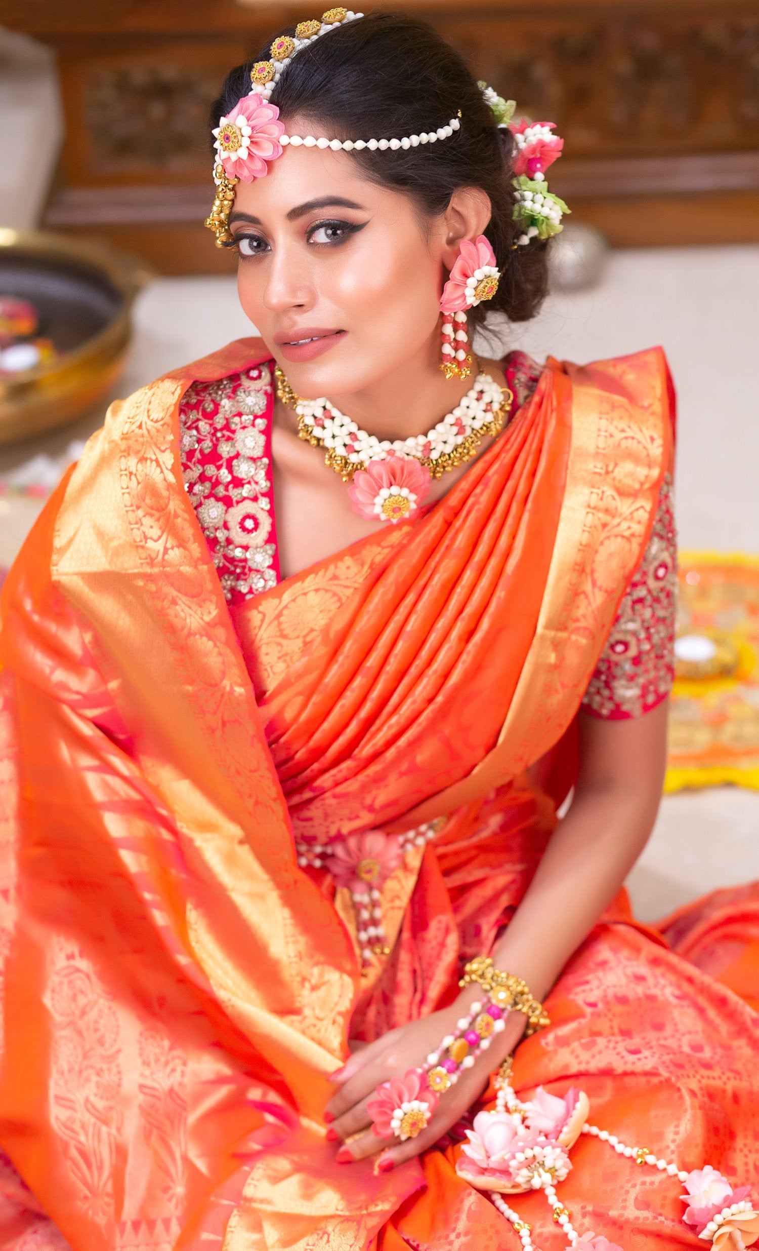 Phoenix Peach Mogra Choker Necklace