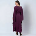 Load image into Gallery viewer, Purple Embroidered Neckline Full Length Kaftan with Belt
