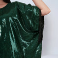 Load image into Gallery viewer, Green Sequin Full Length Kaftan with Fringe Detail
