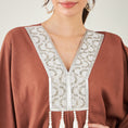 Load image into Gallery viewer, Brown Linen Full Length Kaftan with Tassels Detail
