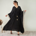 Load image into Gallery viewer, Black Full Length Kaftan with Gold Lace Detail
