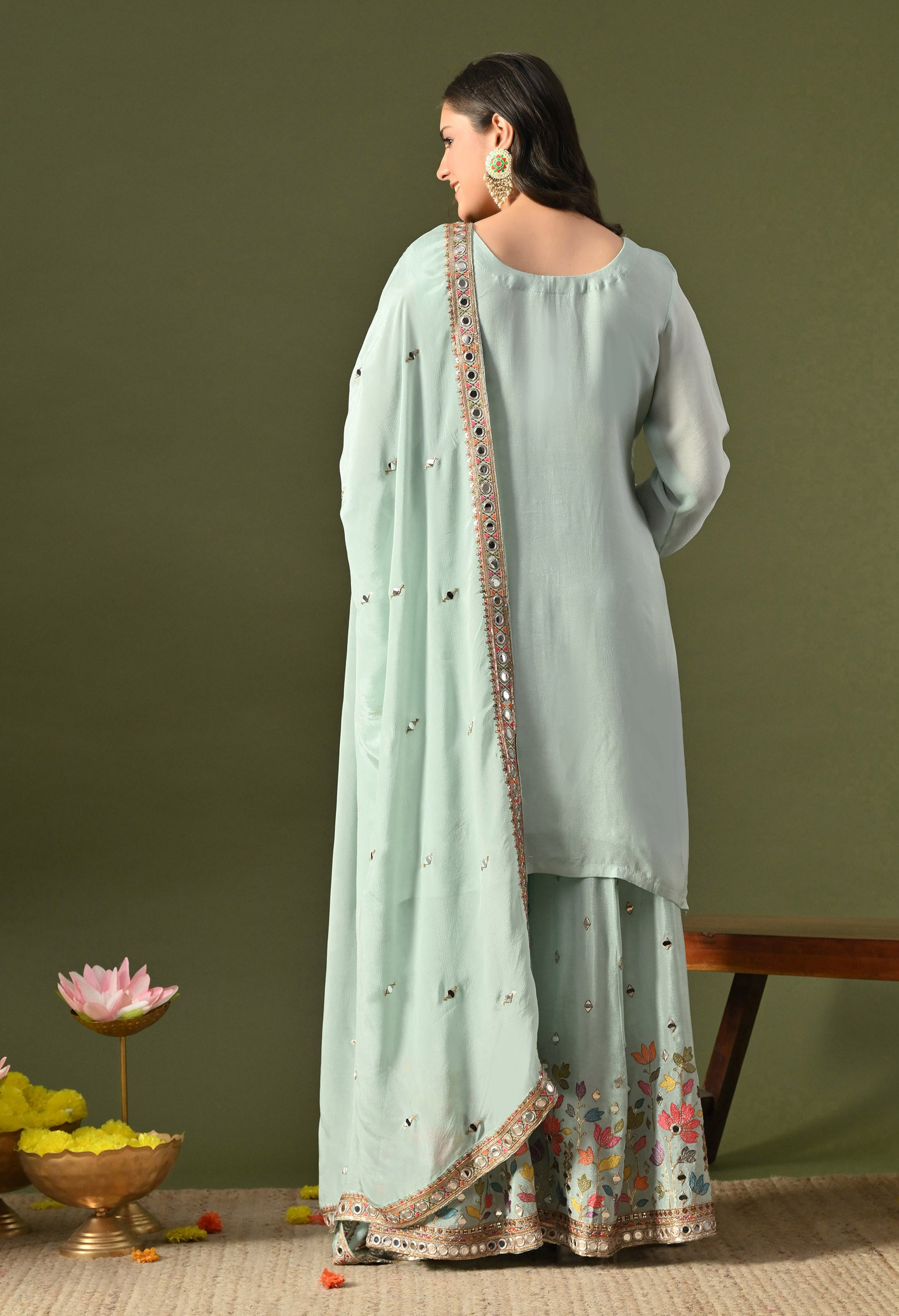 Aqua Blue Sharara Set