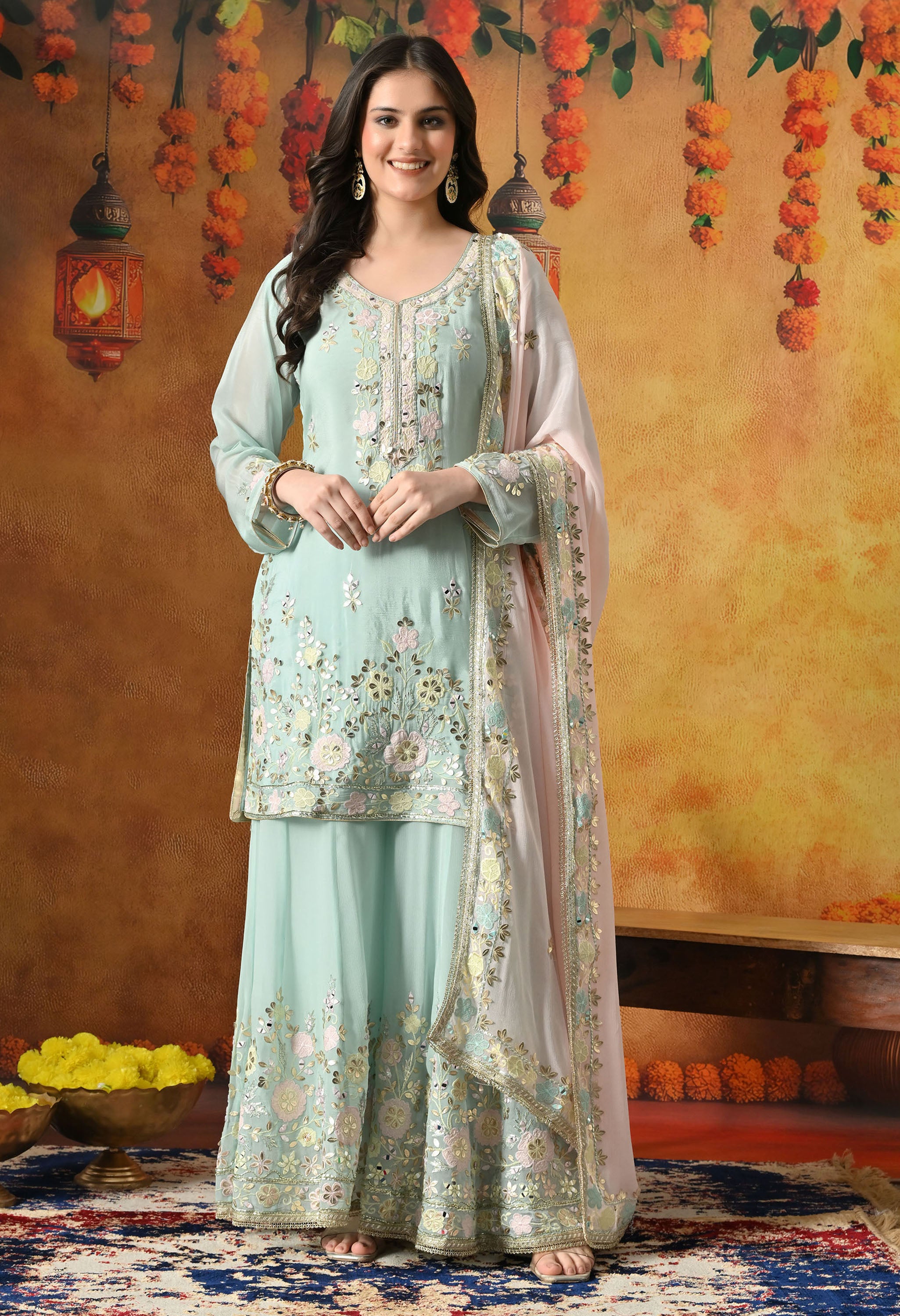 Light Green Sharara Set