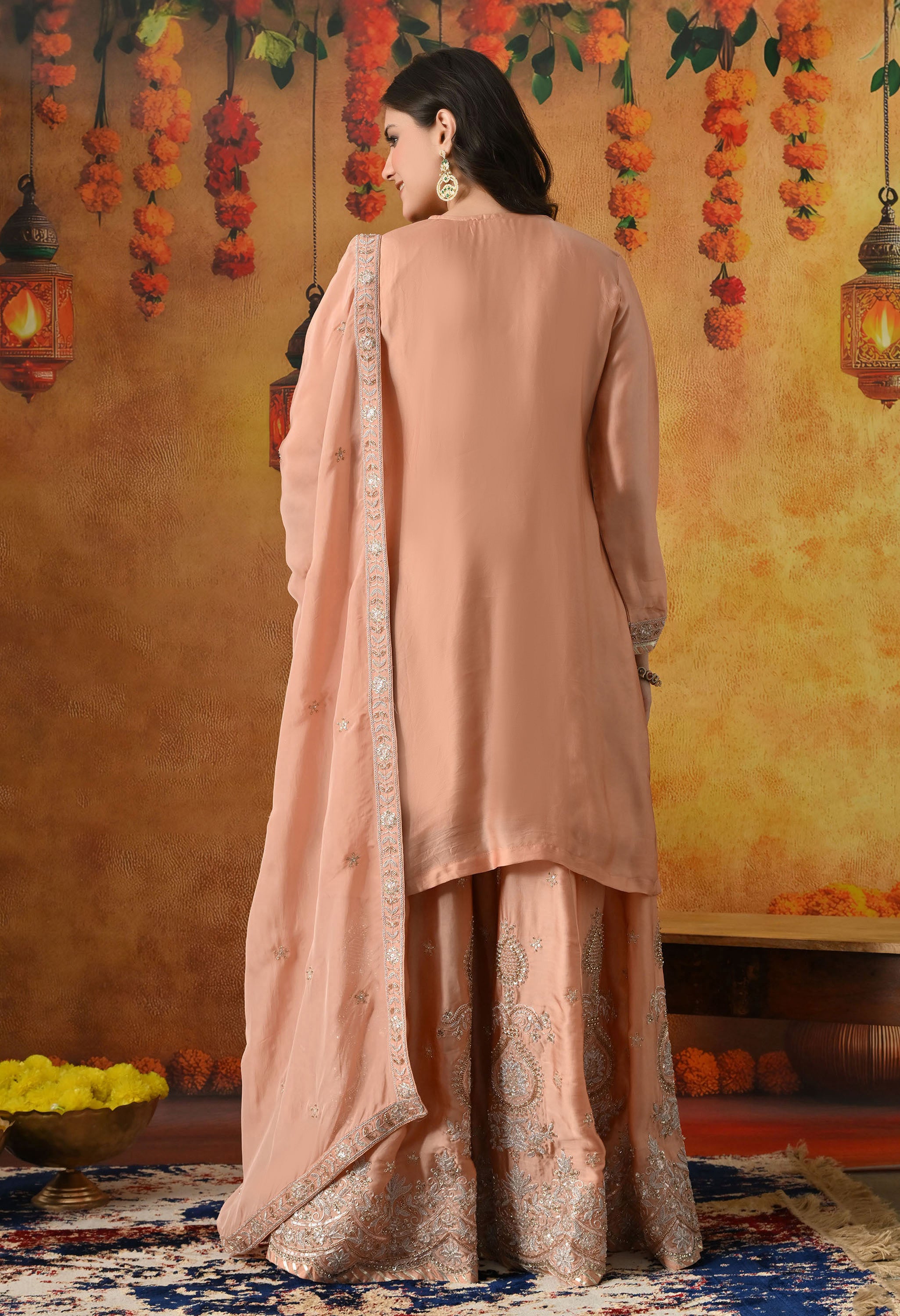 Satin Silk Sharara Set