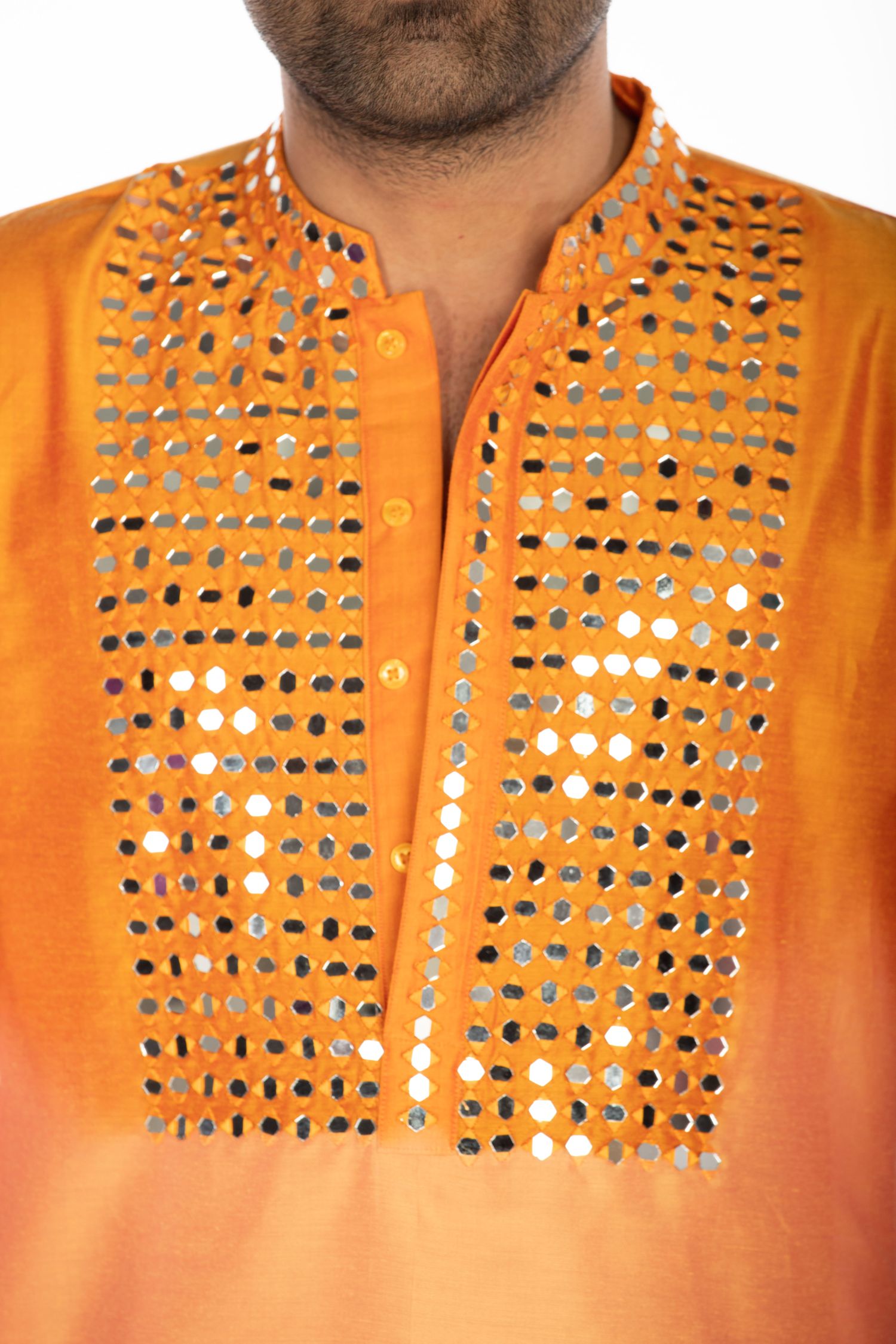 Orange Embroidered Kurta Set