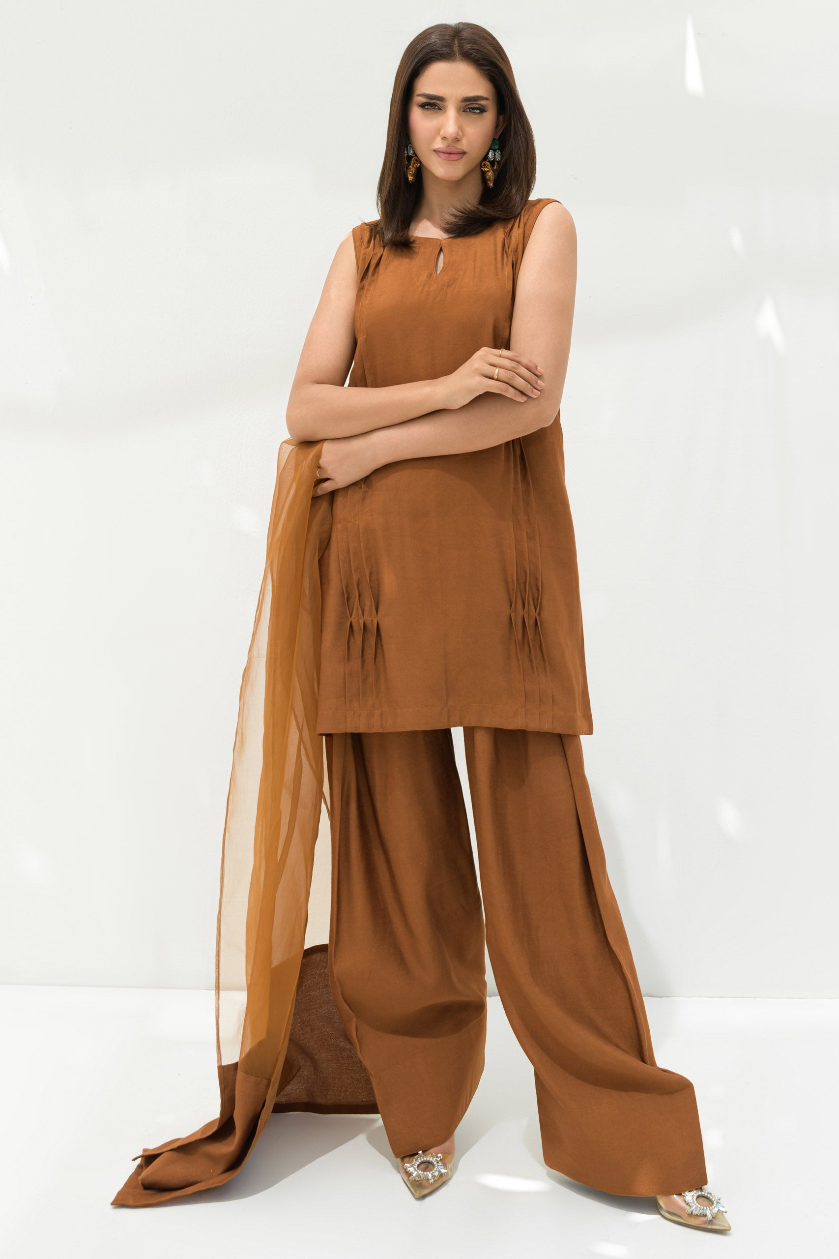 Brown solid Farshi Salwar Set