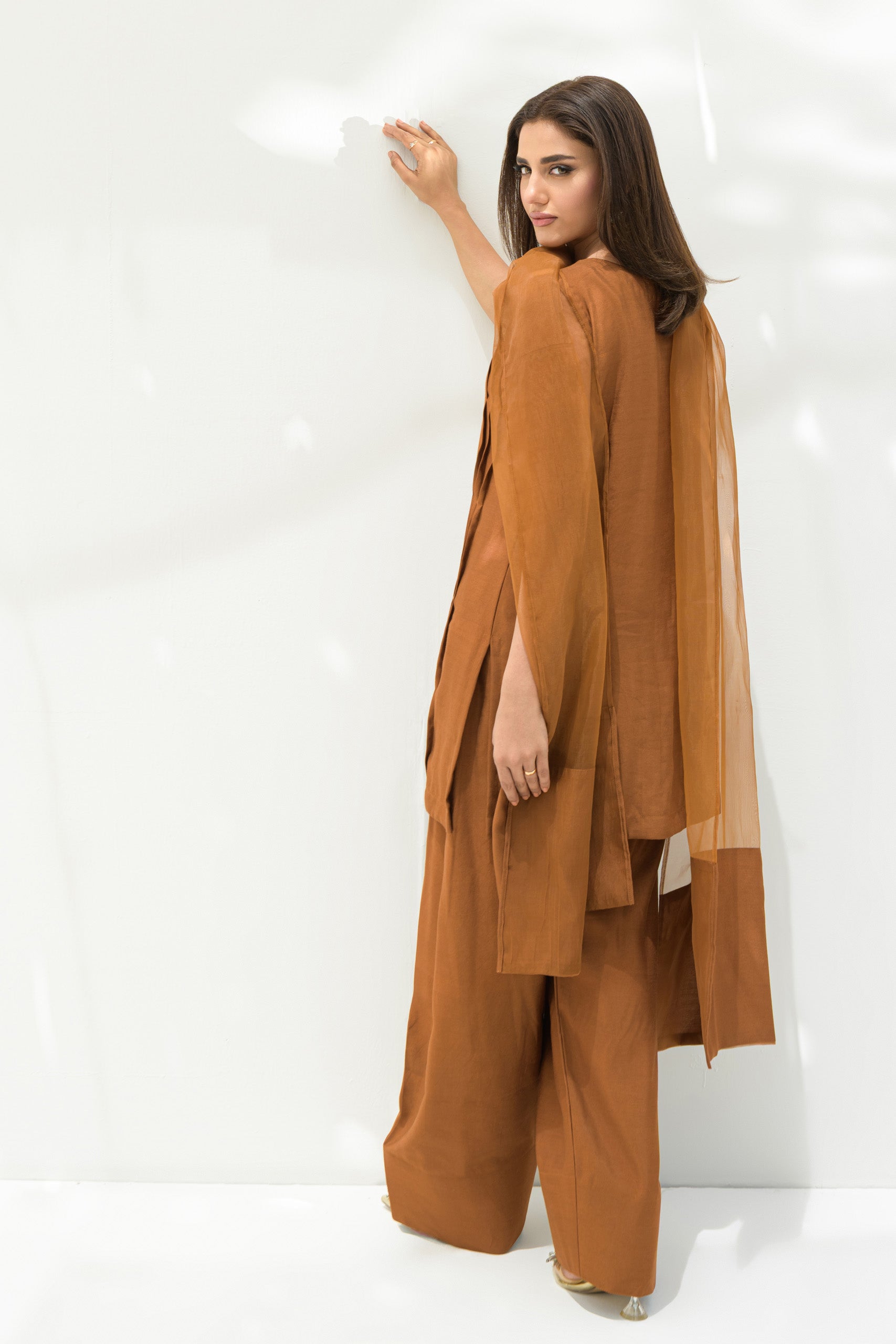 Brown solid Farshi Salwar Set