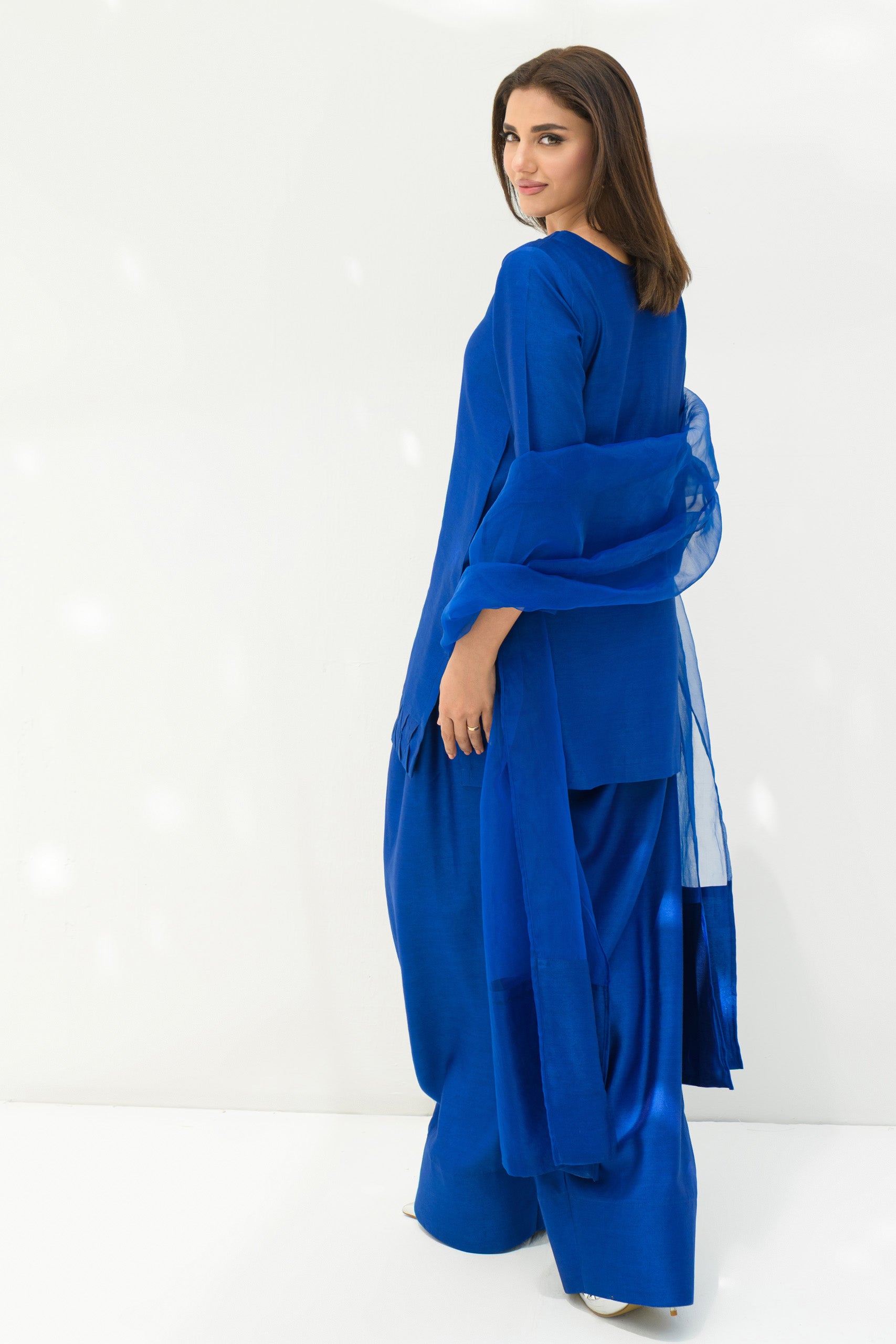 Electric Blue solid Farshi Salwar Set