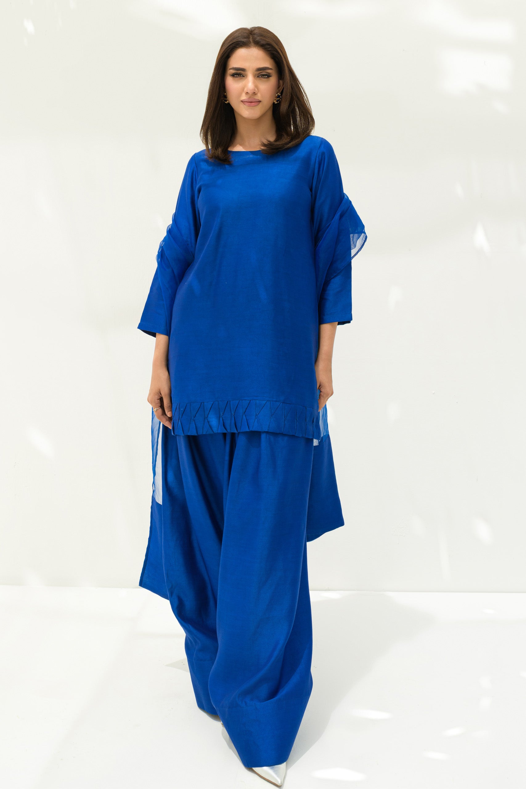 Electric Blue solid Farshi Salwar Set