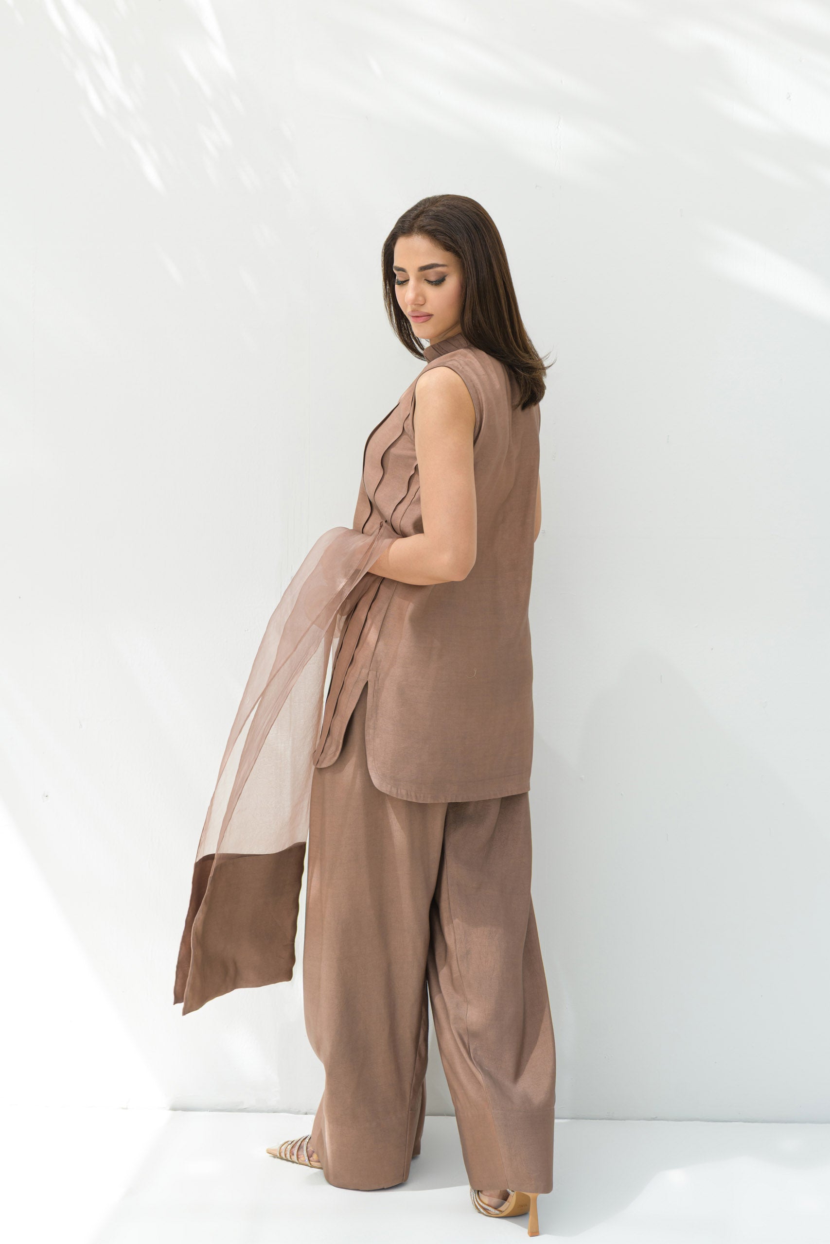 Coffee Solid Farshi Salwar Set