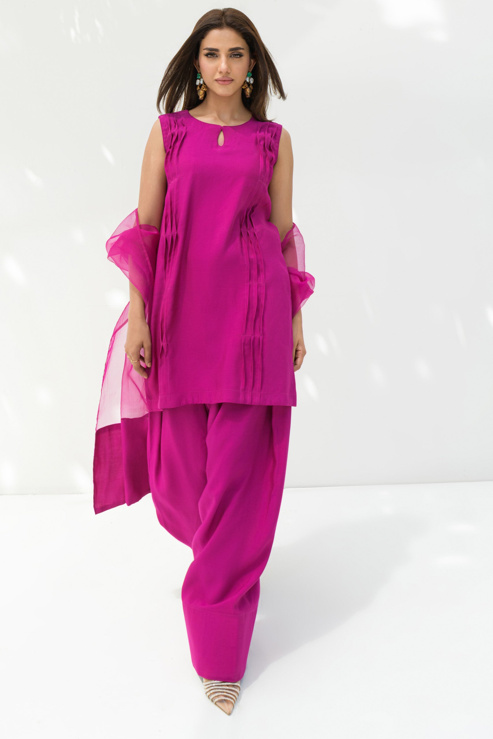 Fuschia solid Farshi Salwar Set