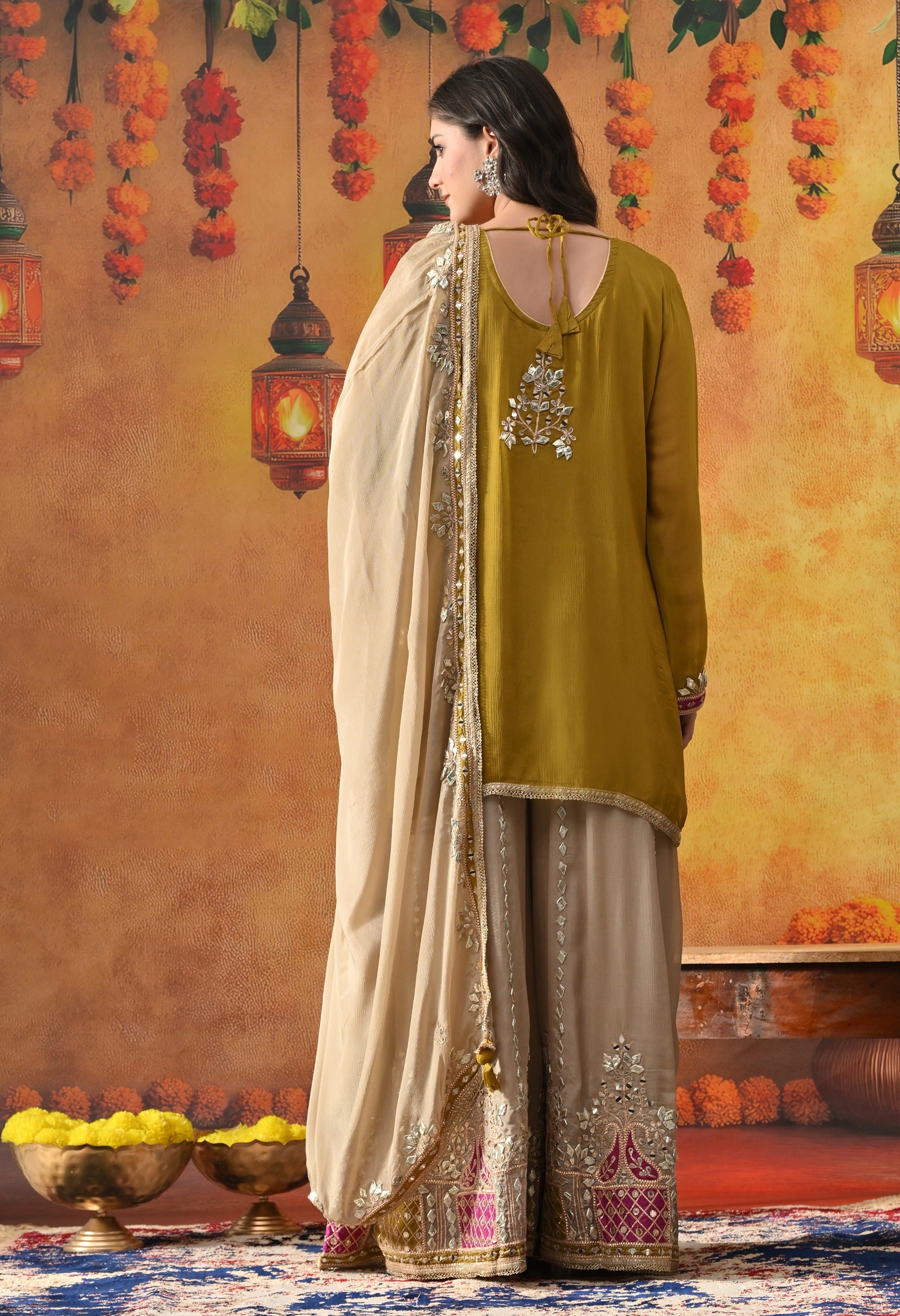 Green Sharara Set