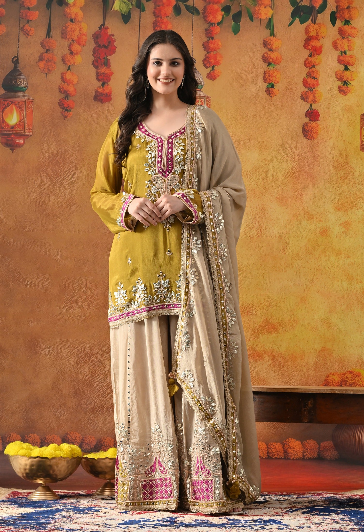 Green Sharara Set