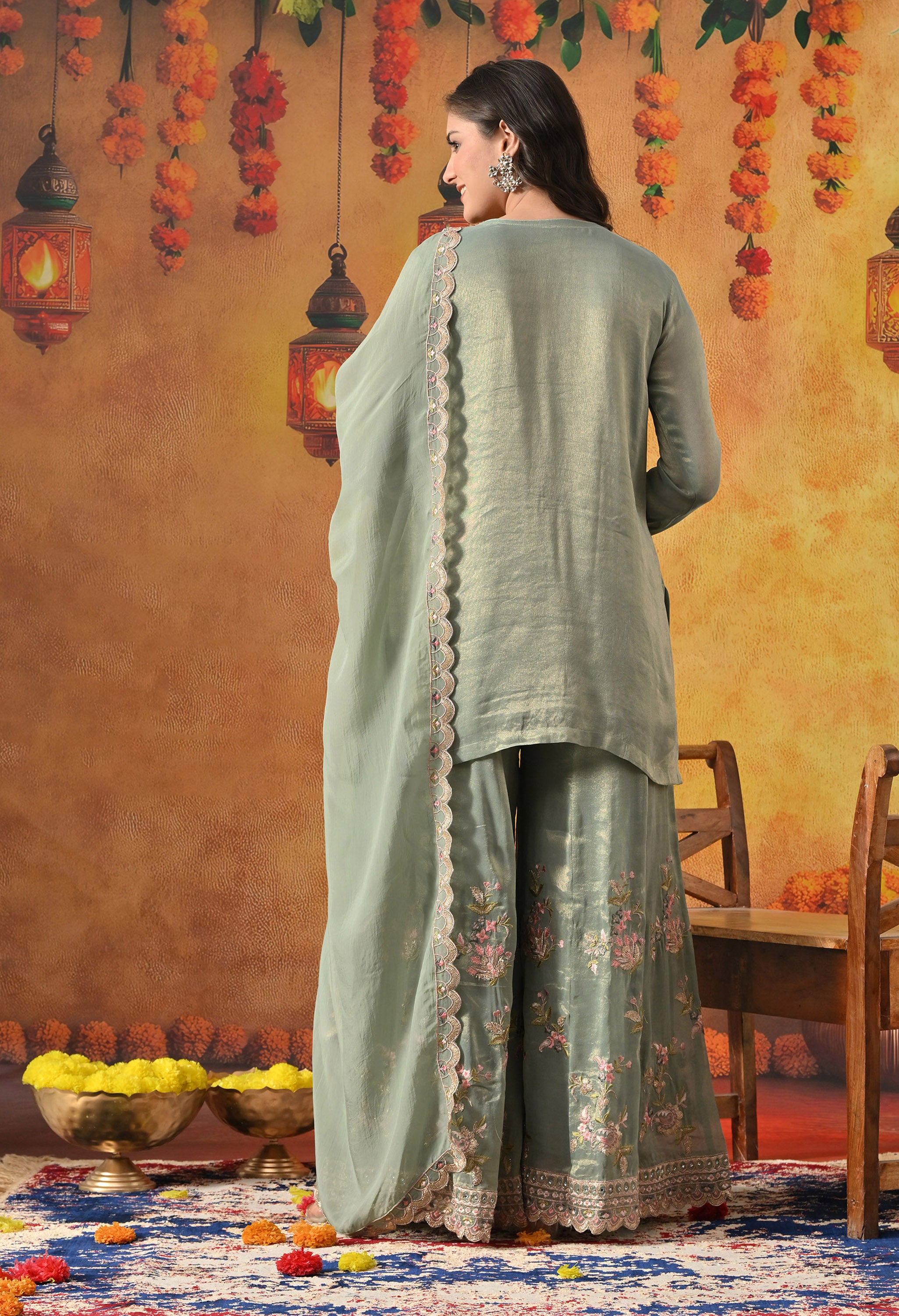 Green Sharara Set