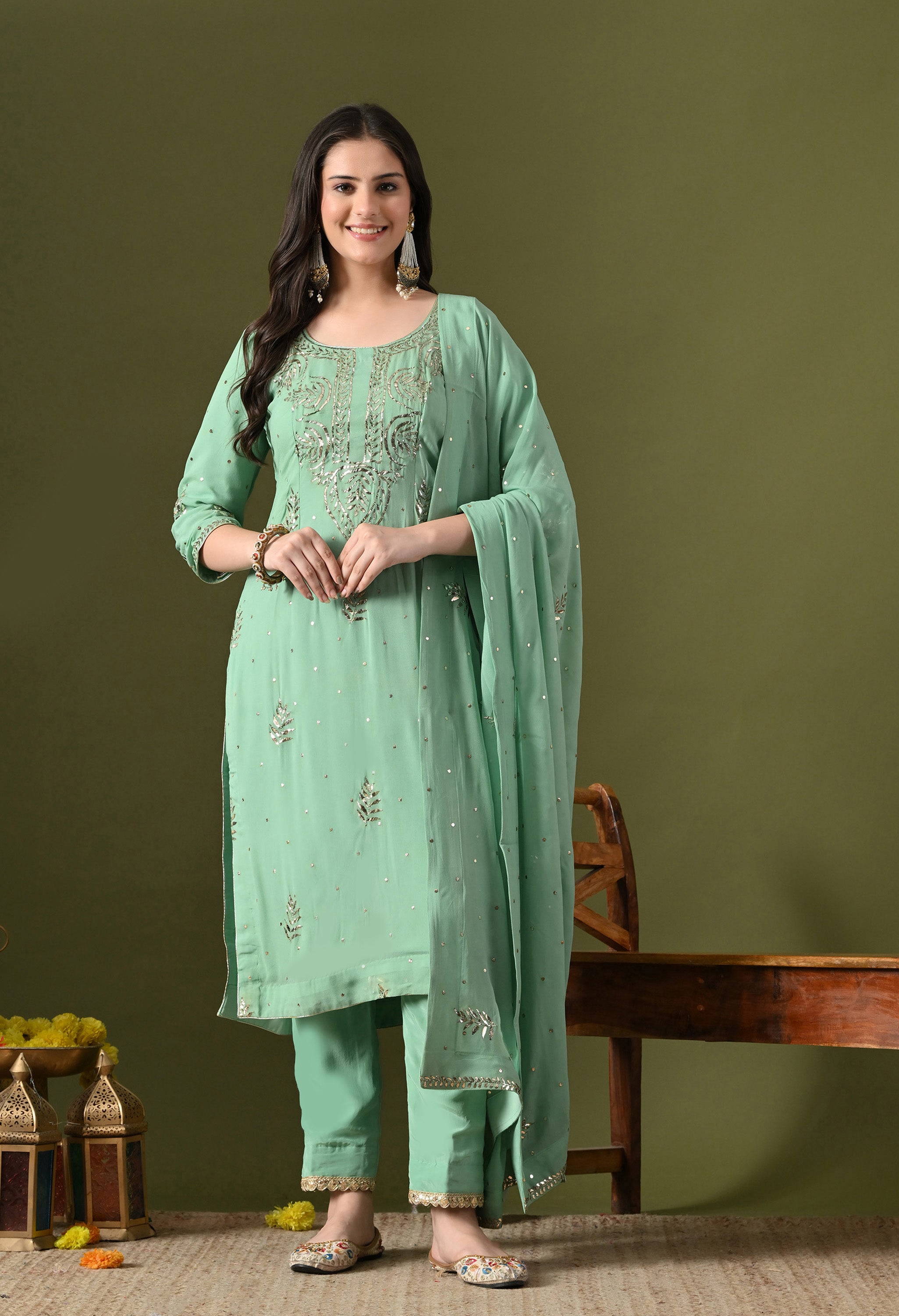 Green Kurta Set