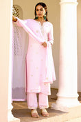 Load image into Gallery viewer, Blush Pink Georgette Kurta set with gota patti
