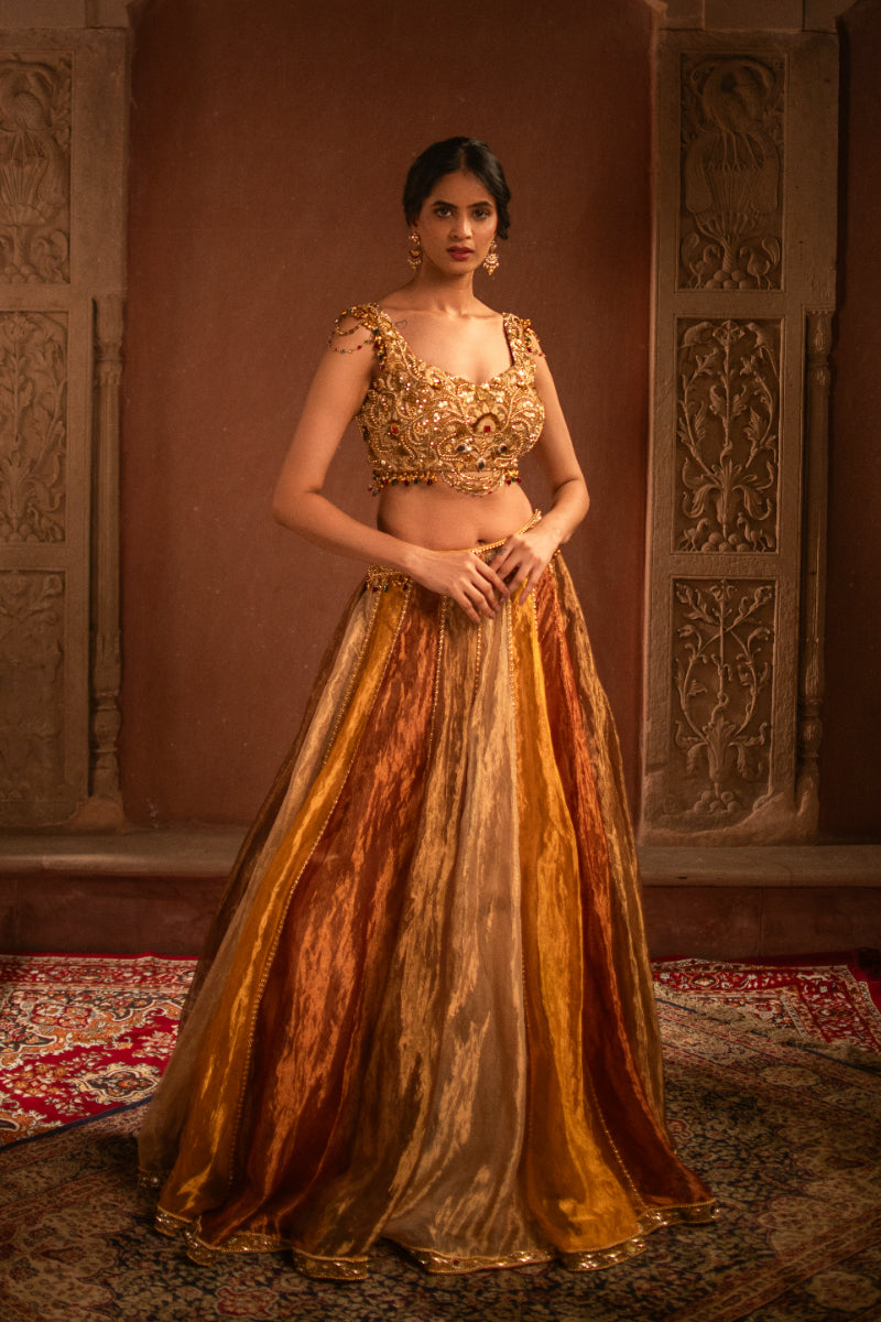MULTI GOLD LAXMI LEHENGA SET