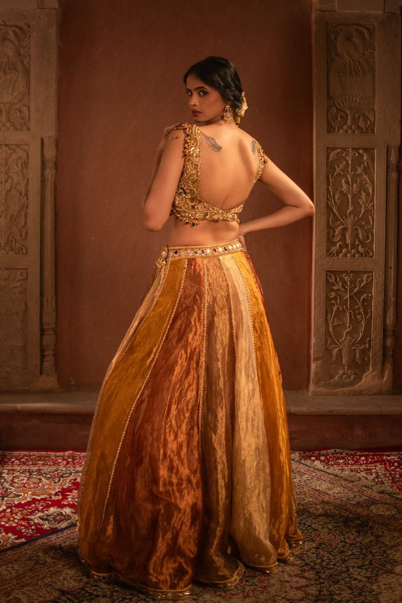 MULTI GOLD LAXMI LEHENGA SET