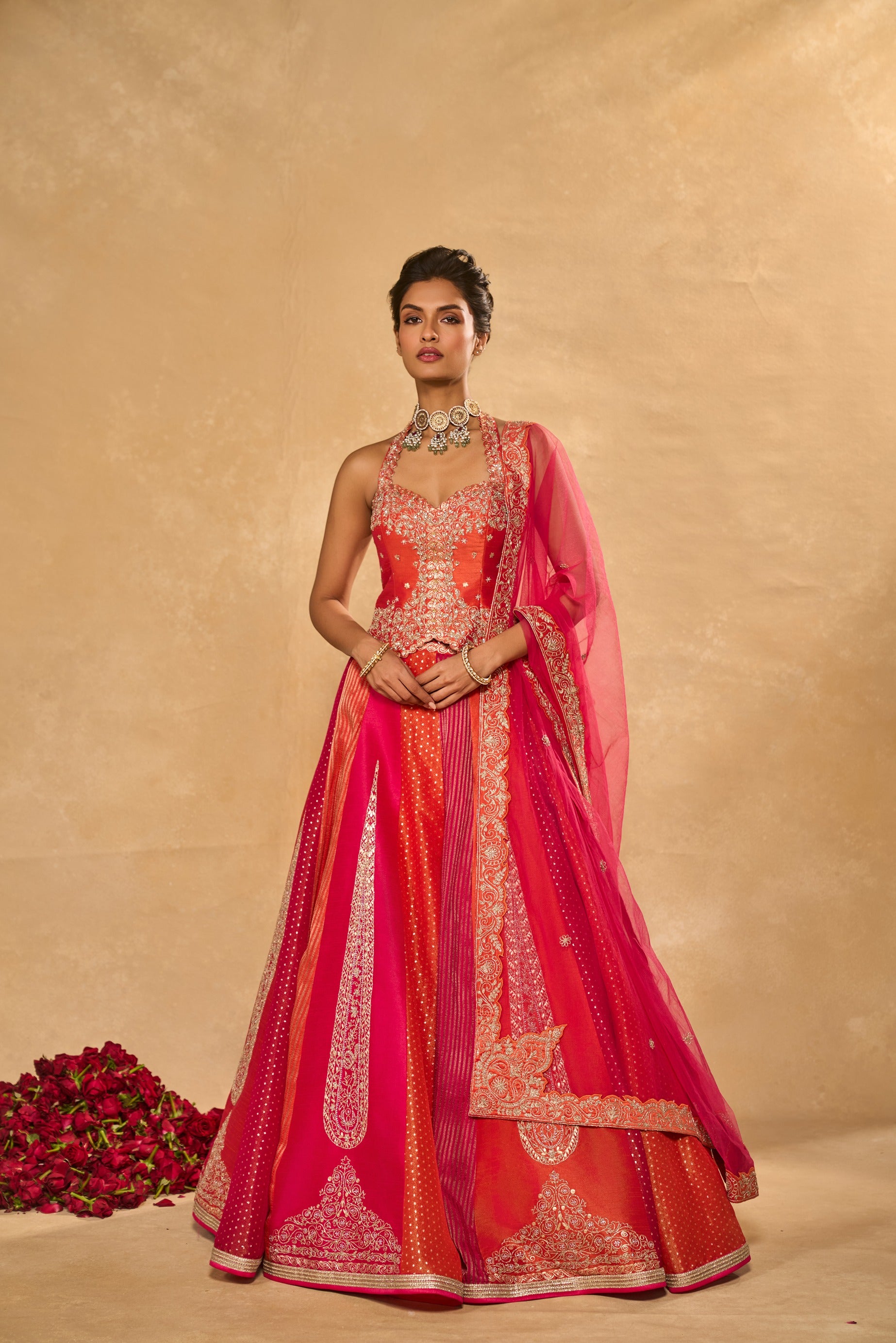 ORANGE NAINA LEHENGA