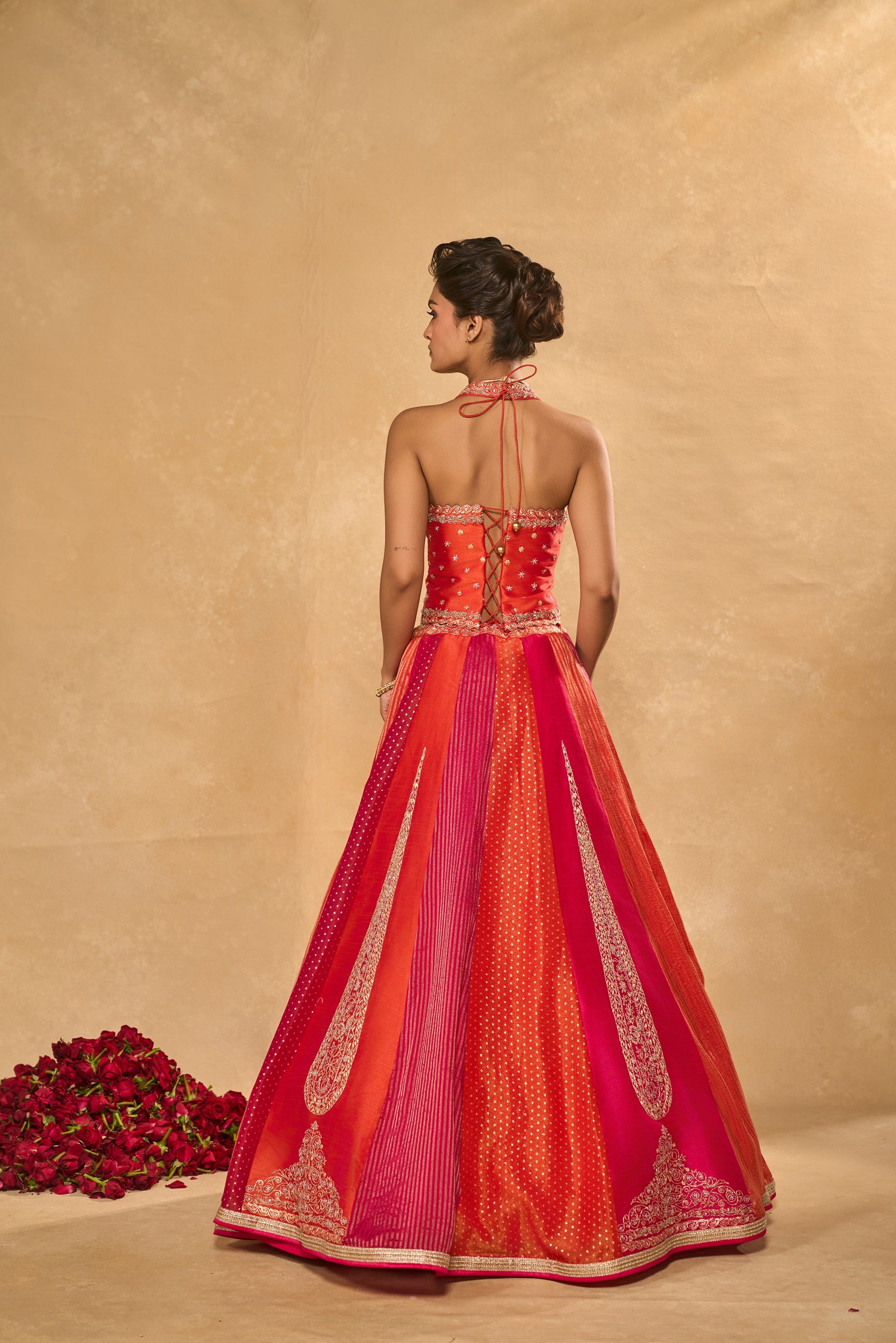 ORANGE NAINA LEHENGA