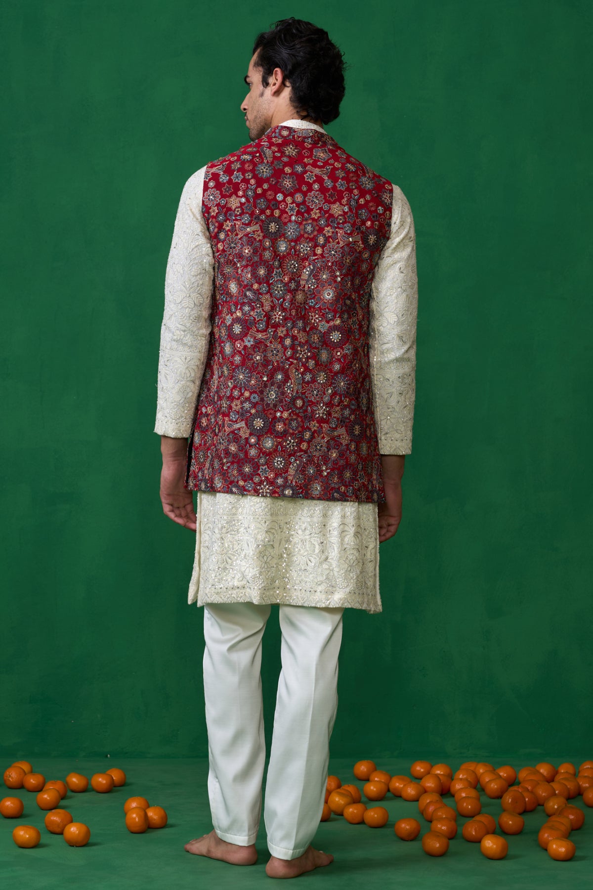 LAALBAGH MAROON KURTA JACKET SET