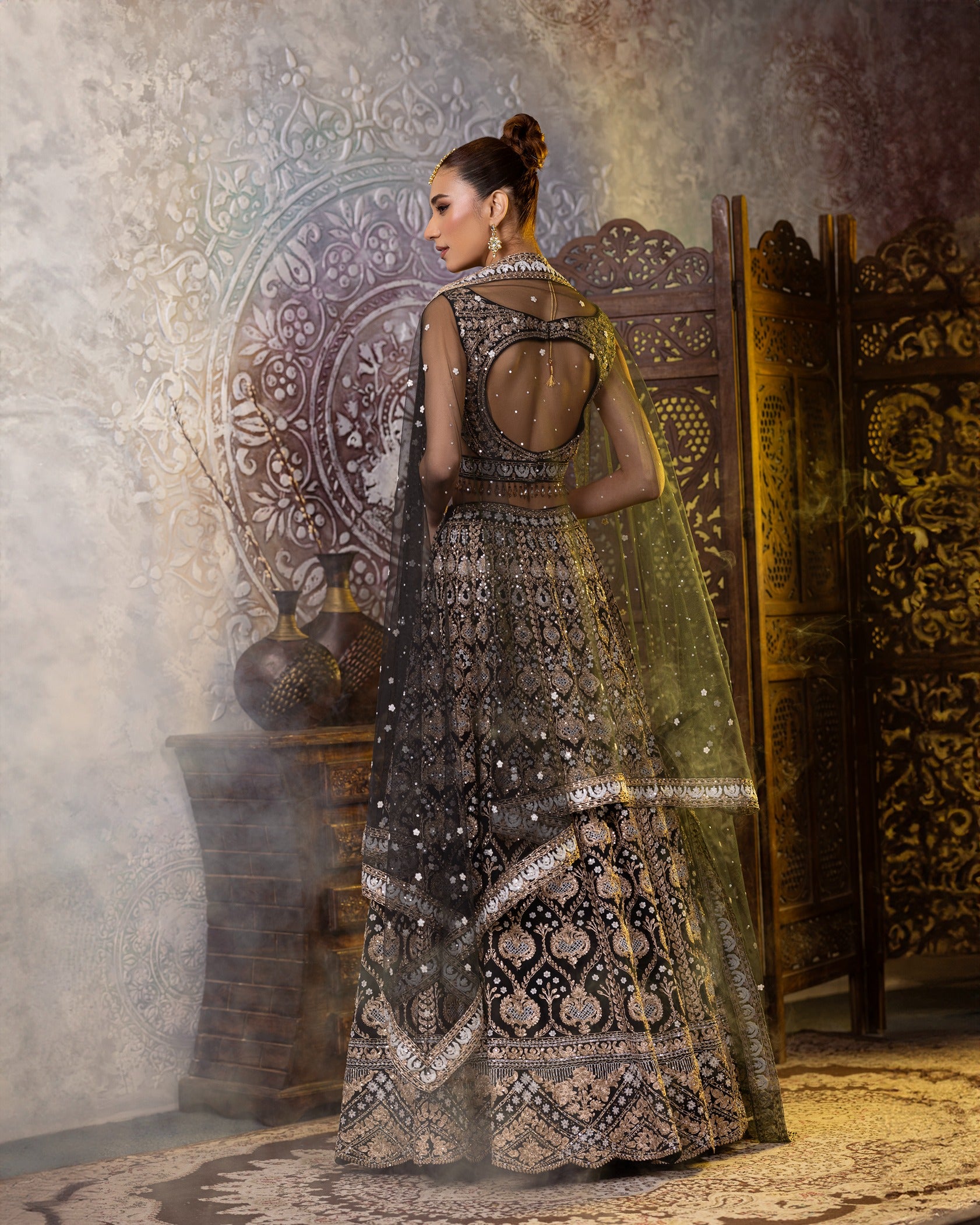 Bottle Green Zarkan Lehenga