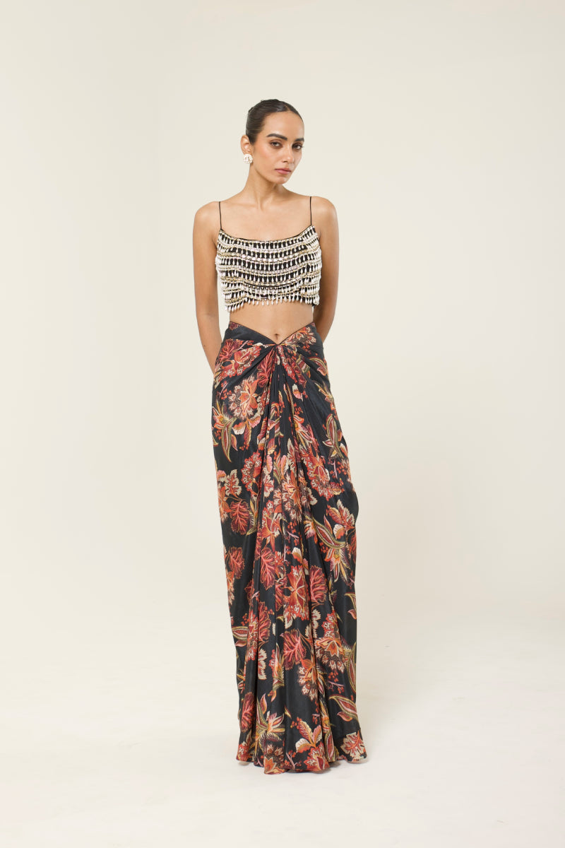 ONYXIA PRINTED DHOTI SKIRT SET
