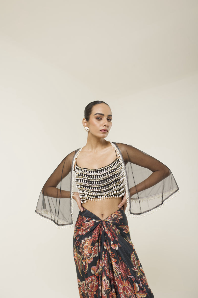 ONYXIA PRINTED DHOTI SKIRT SET