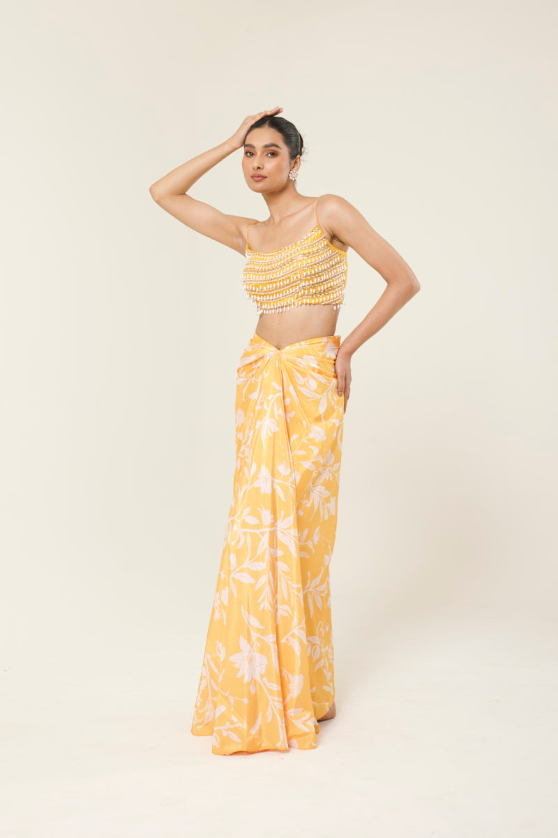 CELESTE PRINTED DHOTI SKIRT SET