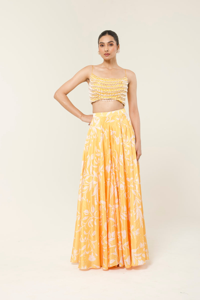 SUNKISSED PRINTED SHARARA CAPE SET