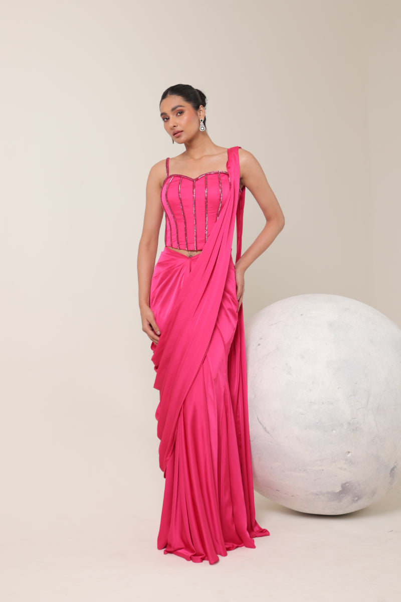 PINK EMBROIDERED SAREE
