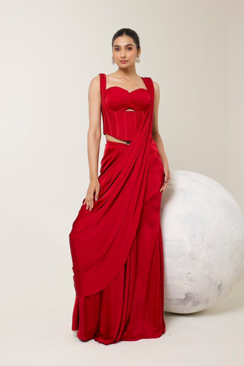 RAKT GUL CORSET SAREE