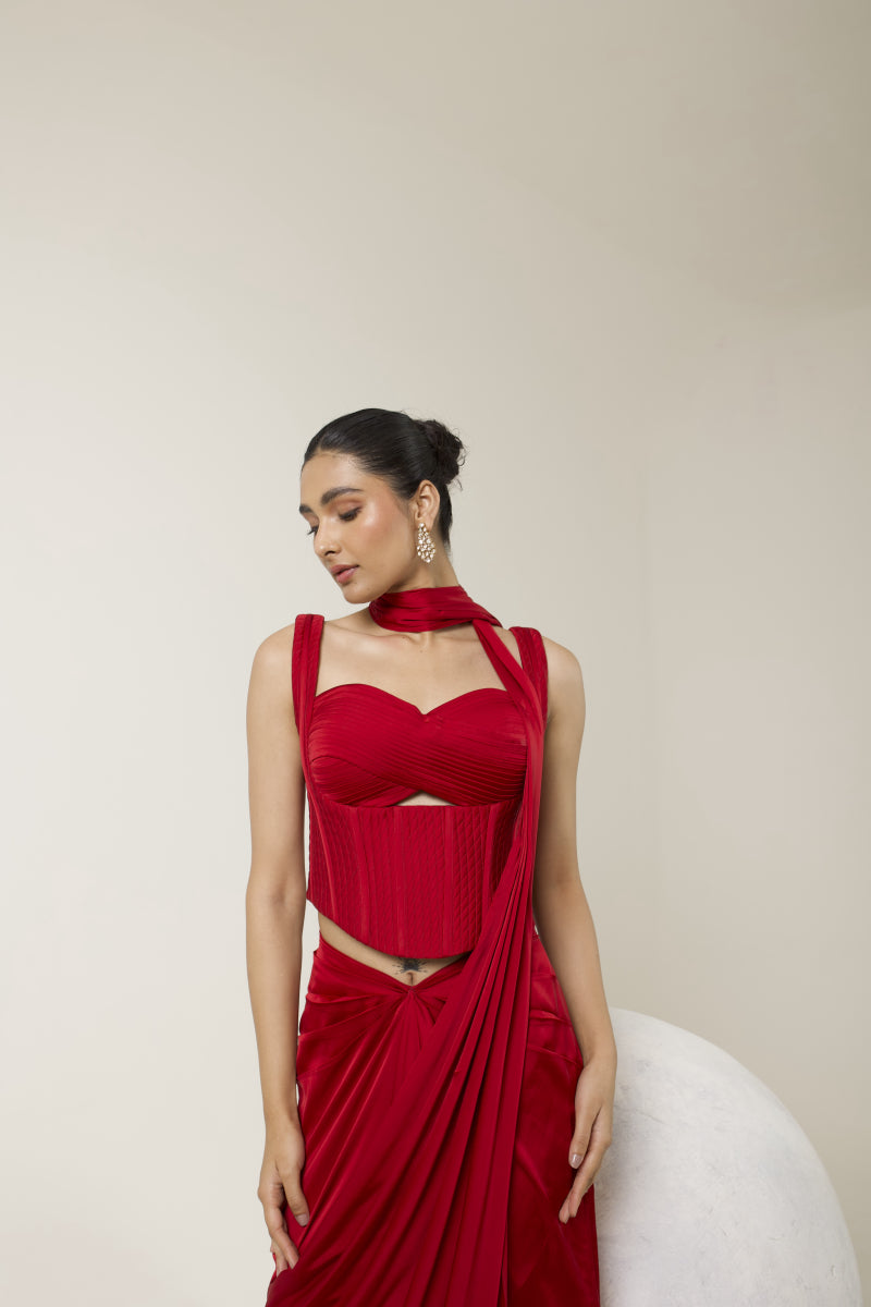 RAKT GUL CORSET SAREE