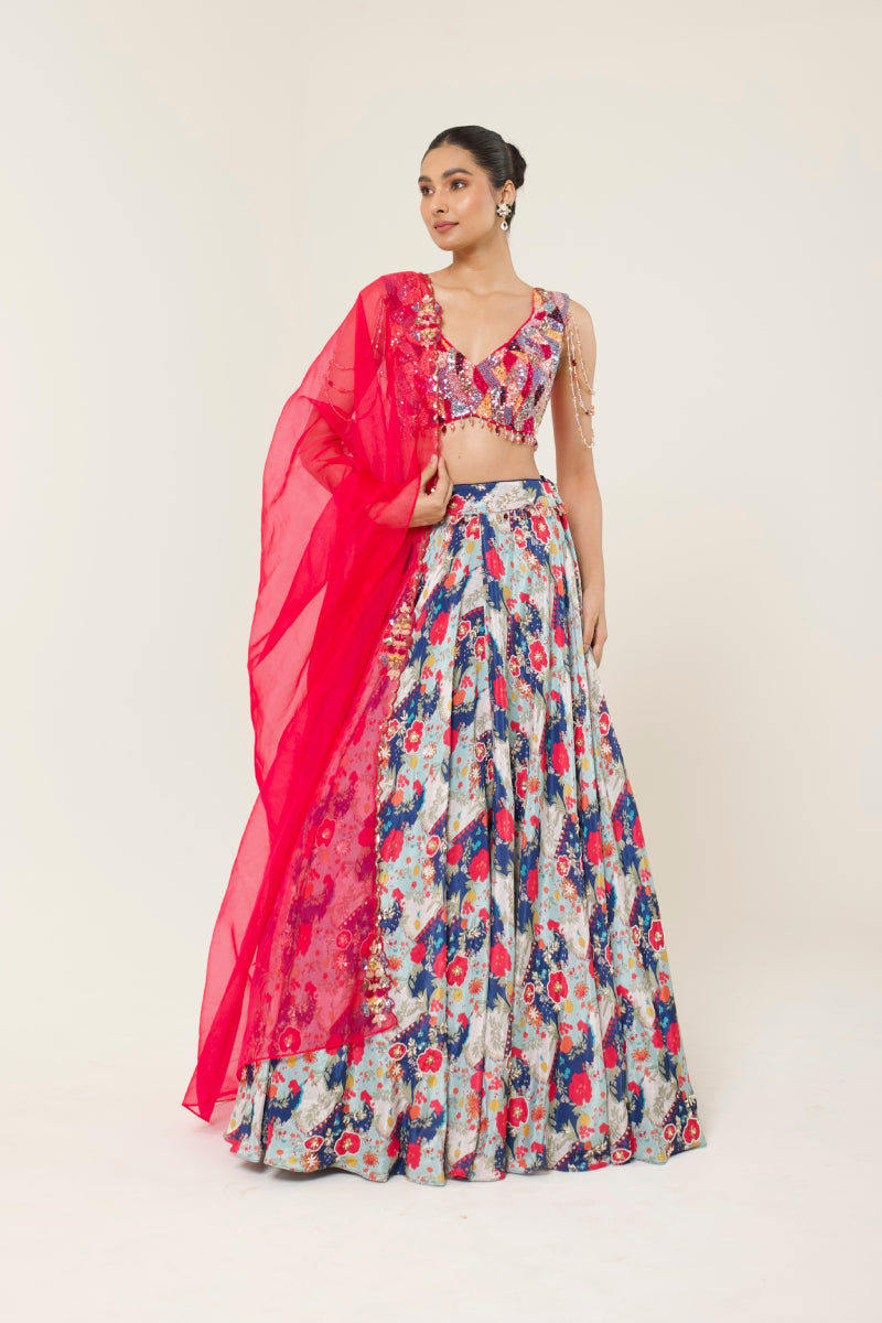 DEWDROP PRINTED LEHENGA SET