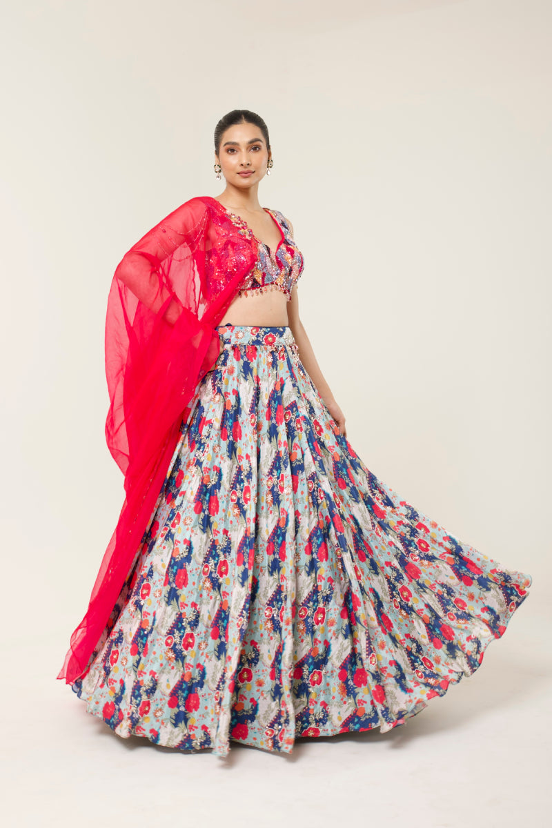 DEWDROP PRINTED LEHENGA SET