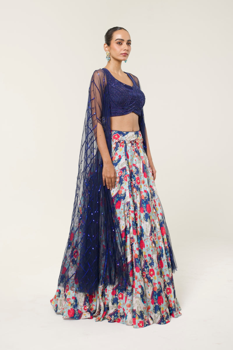 DAHLIA PRINTED LEHENGA SET