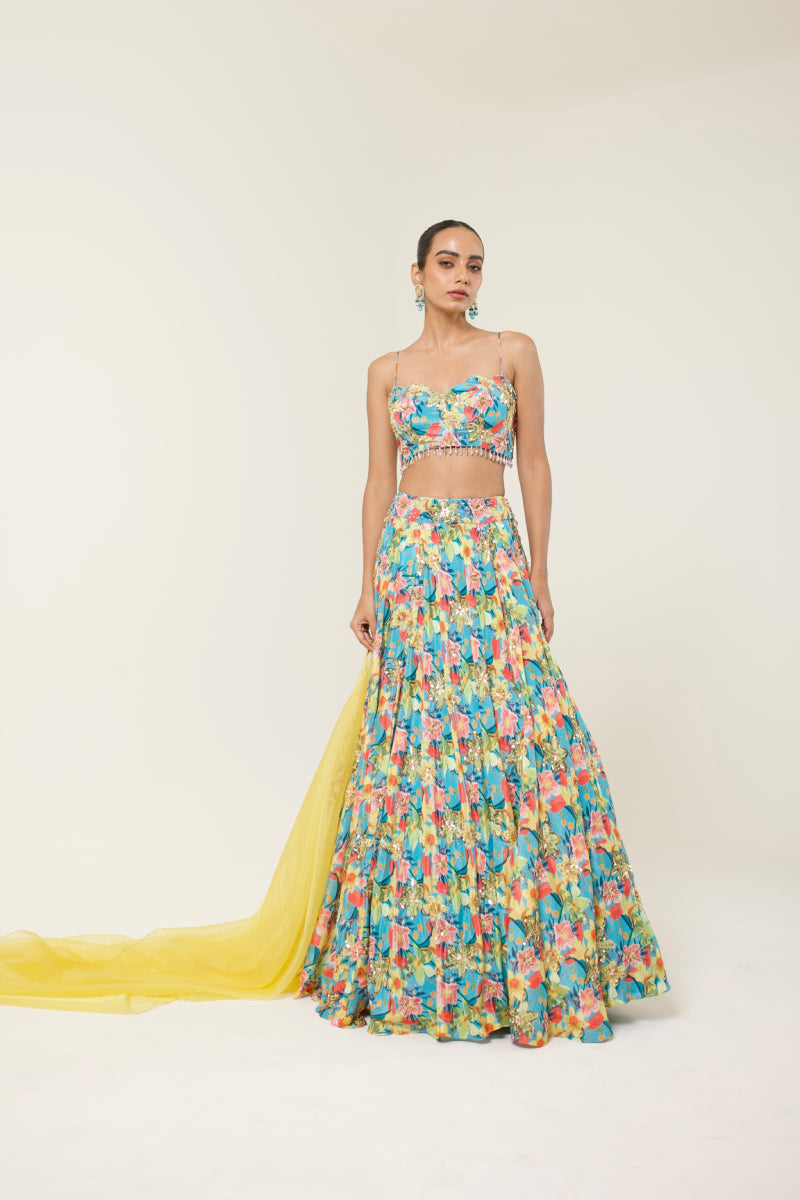 TROPICAL MUSE PRINTED LEHENGA SET