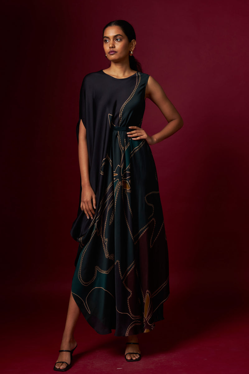 Abstract Printed Sleeveless Drape
