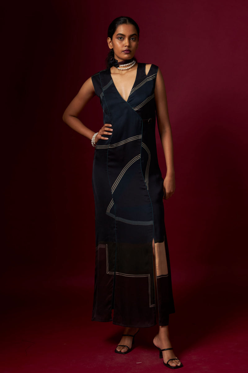 Panelled Overlap Dress