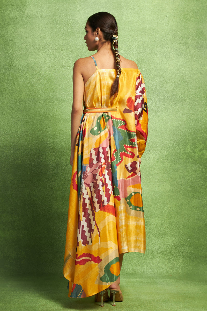 Yellow Abstract Printed Drape