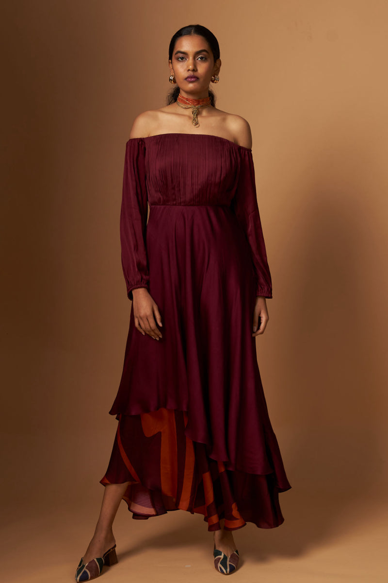 Off-Shoulder Layered Dress