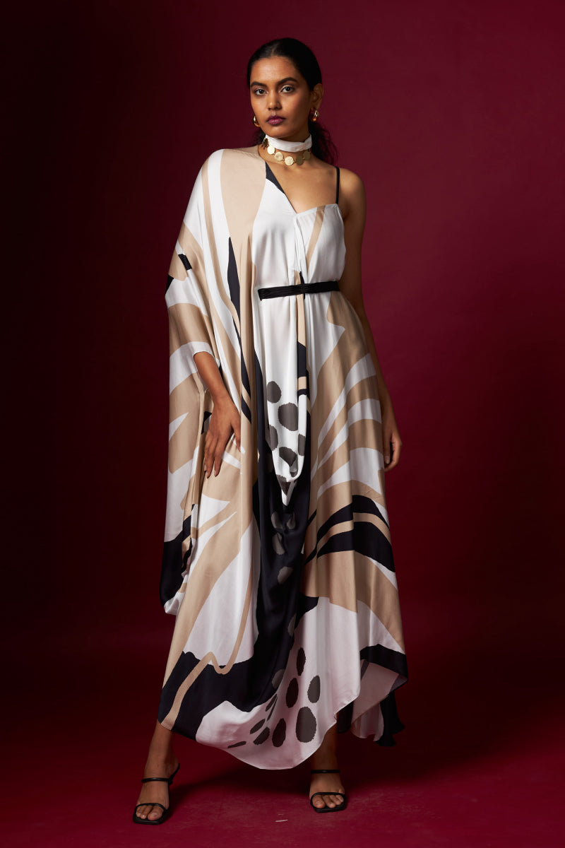Abstract Printed V Neck Drape