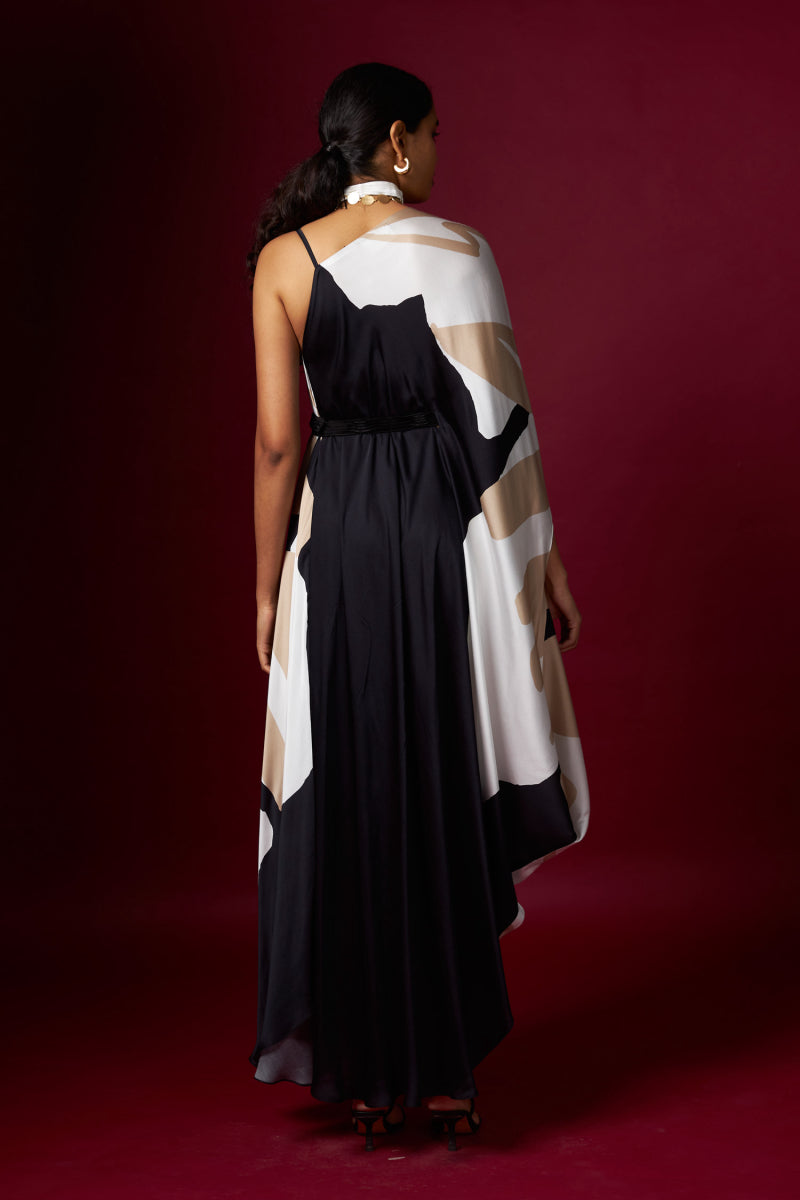 Abstract Printed V Neck Drape