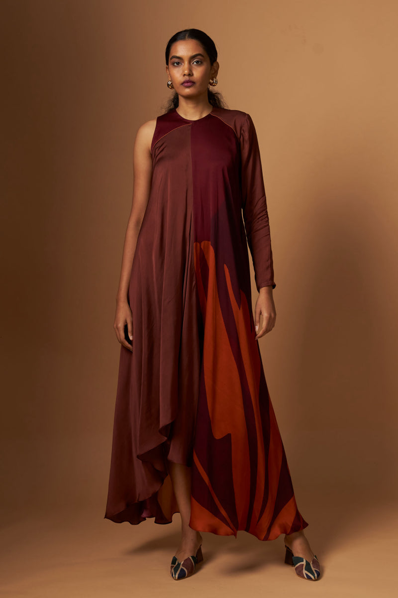 Incut One Side Sleeve Dress