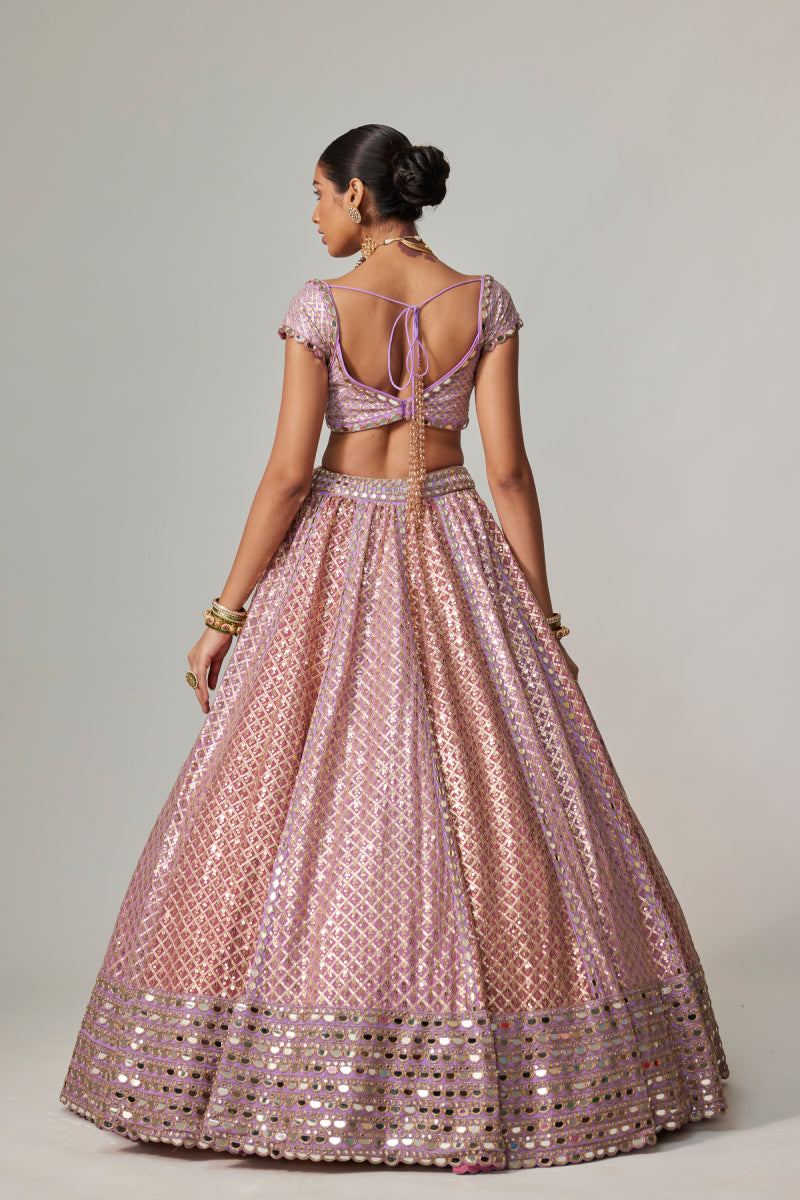 LILAC GOTA MULTICOLOR HEAVY METALLIC LEHENGA WITH CAP SLEEVE BLOUSE