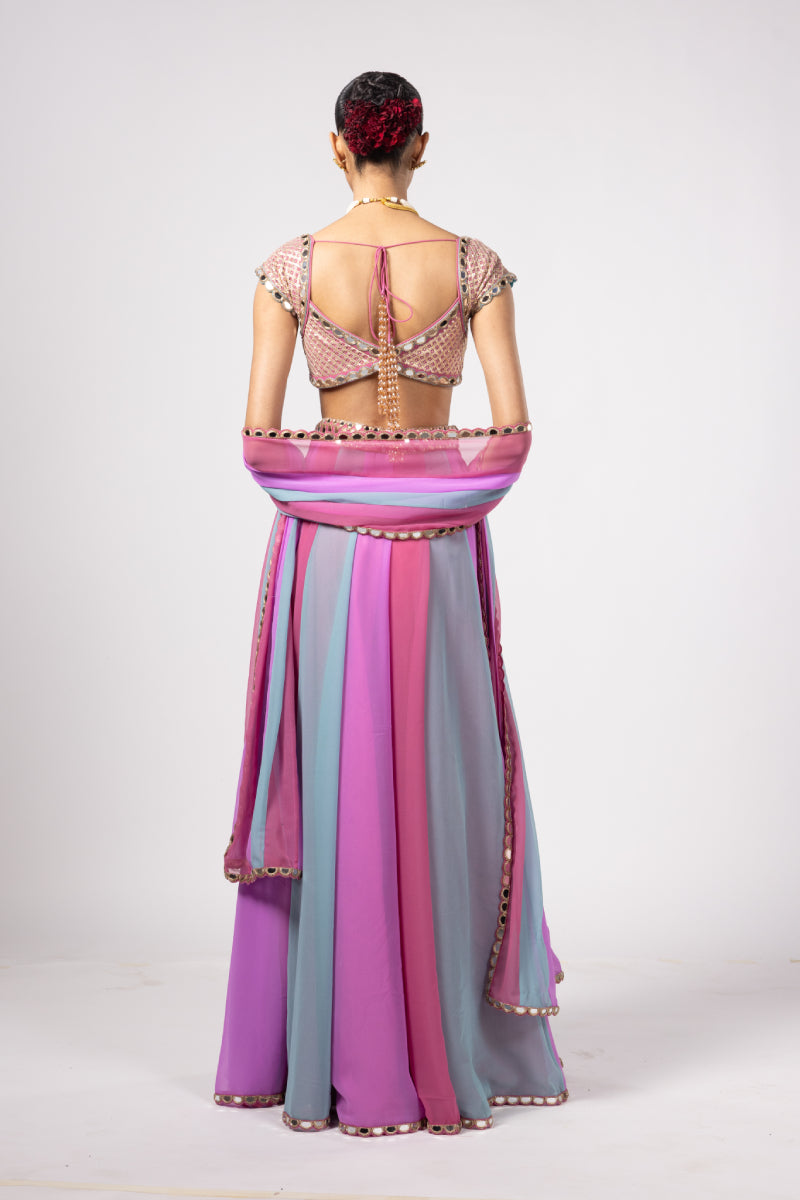 AQUA LEHENGA PANTS SET