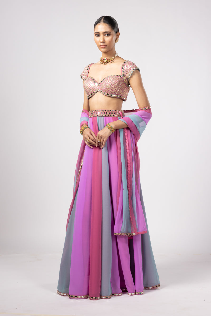 AQUA LEHENGA PANTS SET