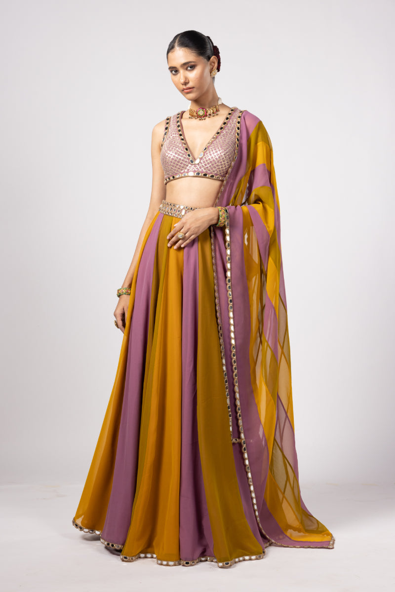 GREEN LEHENGA PANTS SET